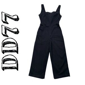 DD77 Black Denim Peekaboo Tie Back Jumpsuit